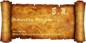 Bukovits Mirjam névjegykártya